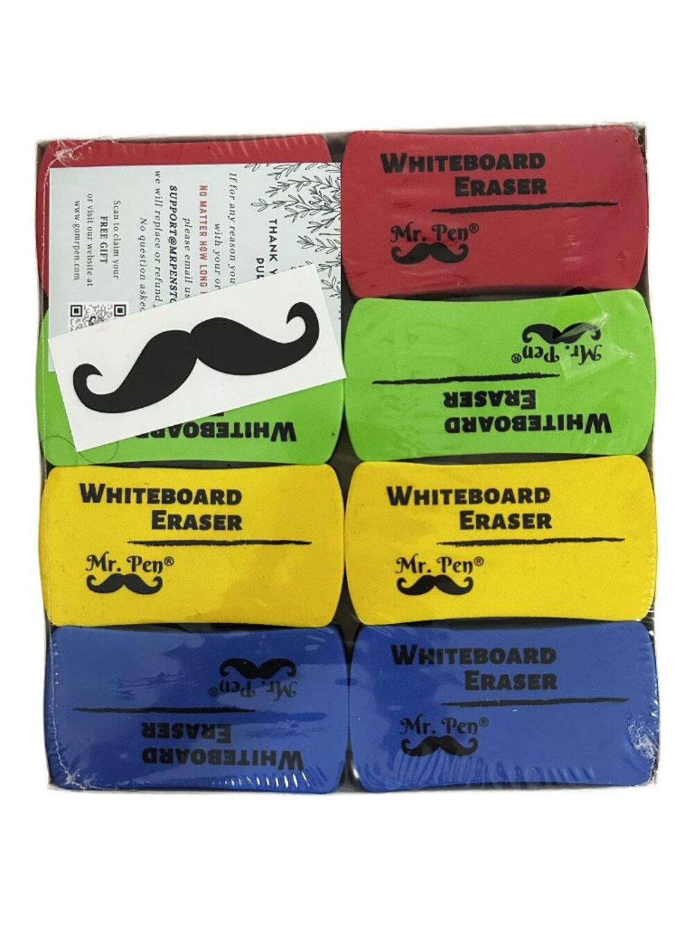 Mr. Pen Magnetic Dry Erase Erasers 8 Pack Assorted Color White Board Erasers